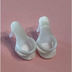 Vintage White 11 inch Fashion Doll Shoes Mules Open Toe Pumps High Heels